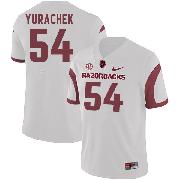 Men #54 Jake Yurachek Arkansas Razorbacks College Football Jerseys Sale-White